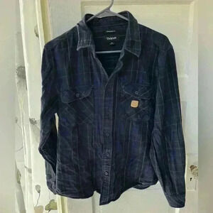 Brixton navy blue & black flannel button‎ down size small